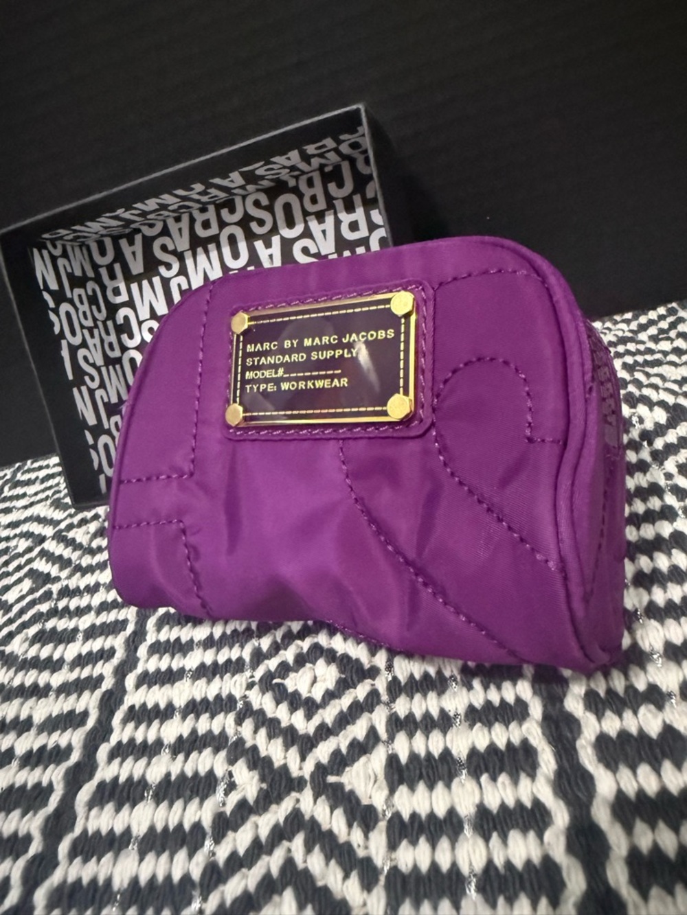 MARC BY MARC JACOBS Y2K Purple and Gold Workwear Signature Quilted Nylon Wallet